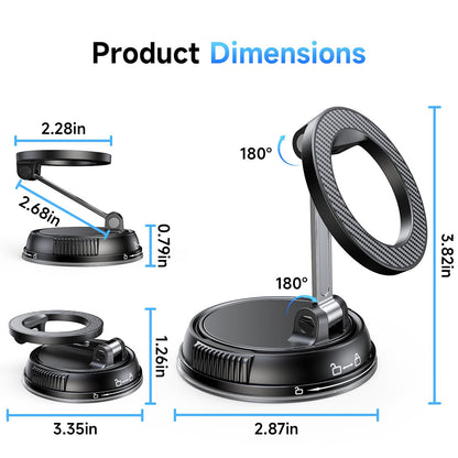 ANDERY MagSafe Car Phone Holder – Carbon Fiber – Strong Suction & Magnetic – 360° Adjustable