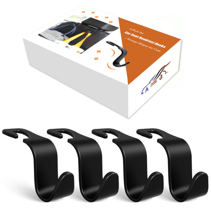Amooca Headrest Hooks (4-Pack) – 360° Rotating, Holds 55lbs – Black