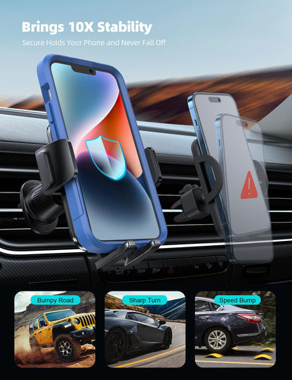 Lamicall Car Phone Holder – Wider Clamp, Metal Hook – Vent Mount for Thick Cases