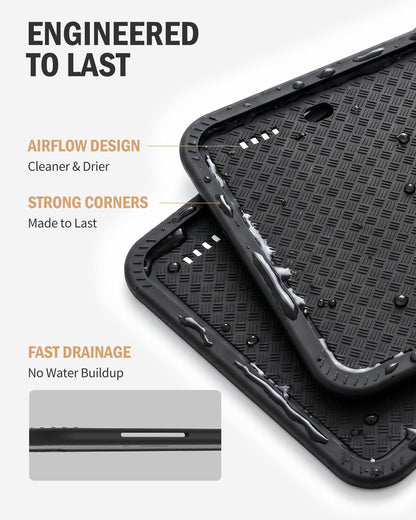 Aujen Silicone License Plate Frame – 2 Pack, Black – Rust-Proof & Weatherproof