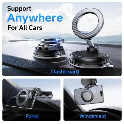 ANDERY MagSafe Car Phone Holder – Carbon Fiber – Strong Suction & Magnetic – 360° Adjustable