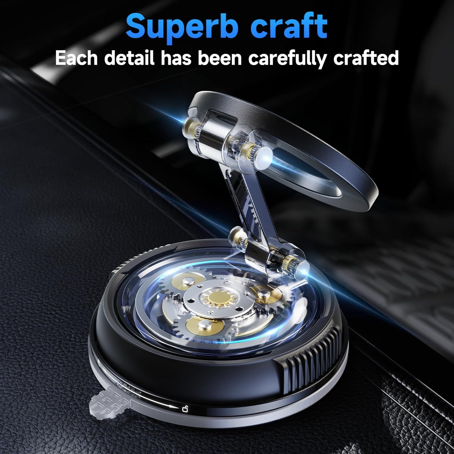 ANDERY MagSafe Car Phone Holder – Carbon Fiber – Strong Suction & Magnetic – 360° Adjustable