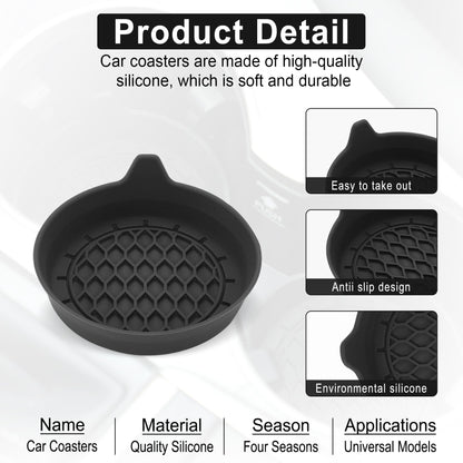SINGARO Cup Holder Coaster – Silicone, Non-Slip – 4 Pack, Black